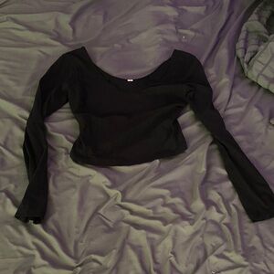 lululemon athletica Black Long-Sleeve Scoop Crop Top